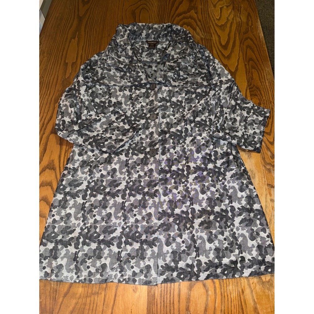 Multiples Camo‎ Print Button Front Jacket Womens Size M Collared Casual